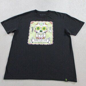 Monster Energy T Shirt Adult Large Black Muerte Sugar Skull Graphic Print Crew